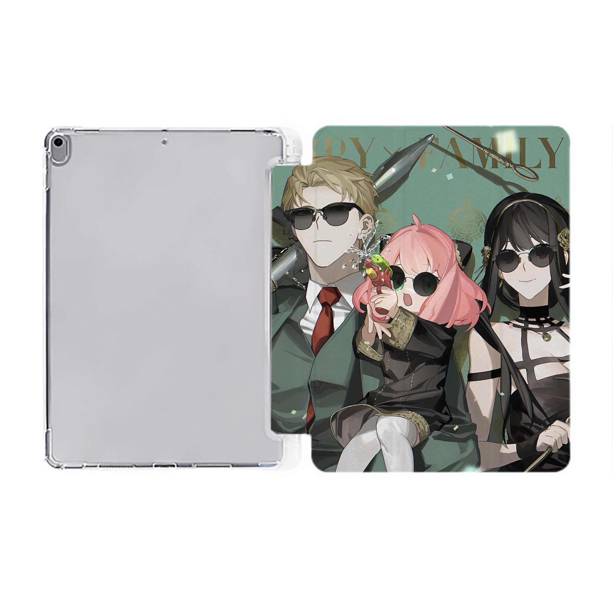（画像用） SPY×FAMILY间谍家家酒 IPad ケース ペン収納付き 三つ折りスタンド PUレザー×シリコン 対応機種9.5/10.5/10.9インチ